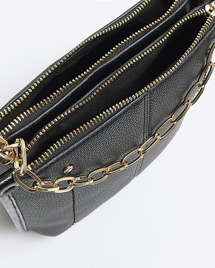 Black chain detail messenger bag