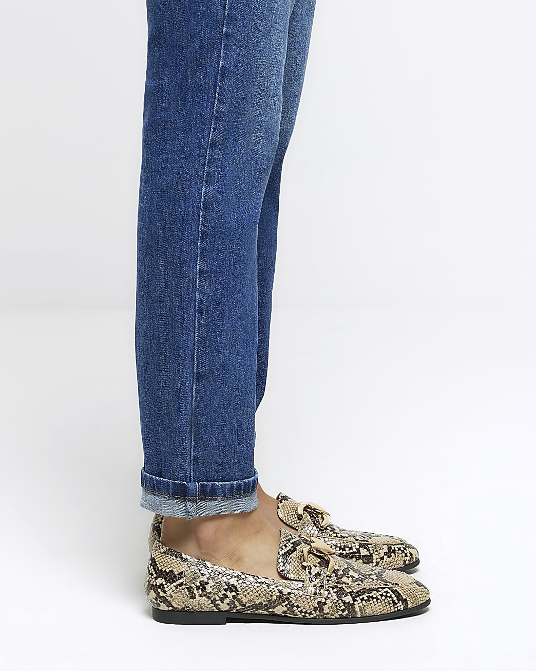 Brown heart chain loafers