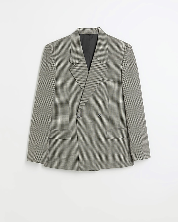 Beige regular fit gingham blazer