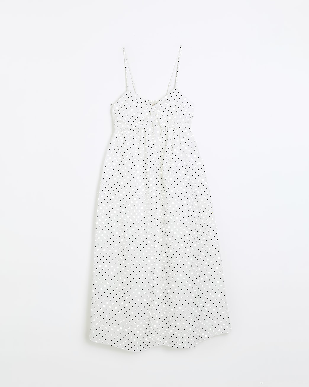 White spot sleeveless midi dress