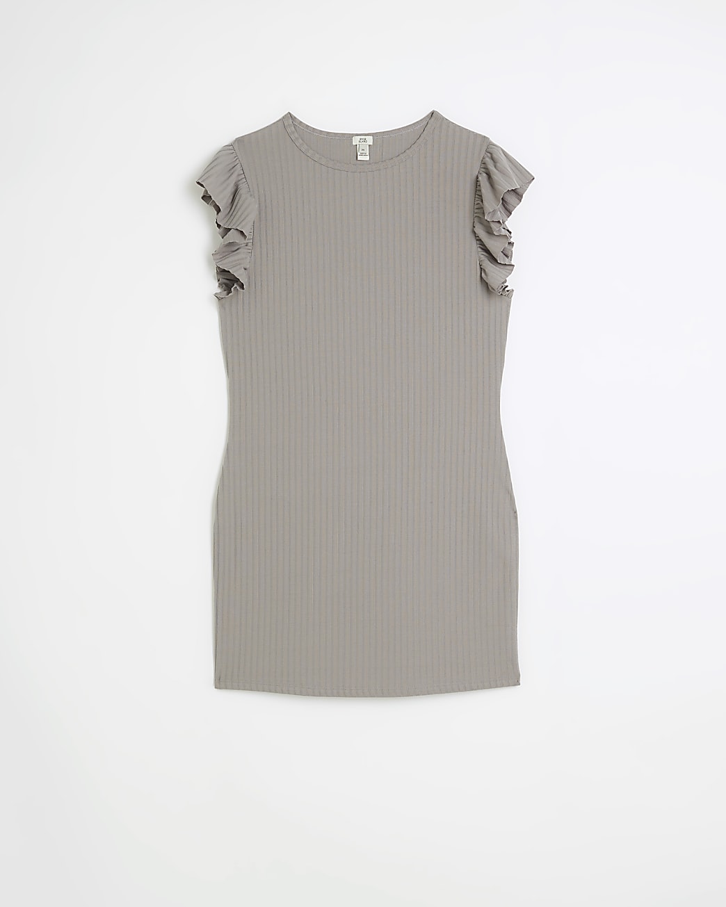 Grey frill shoulder mini dress