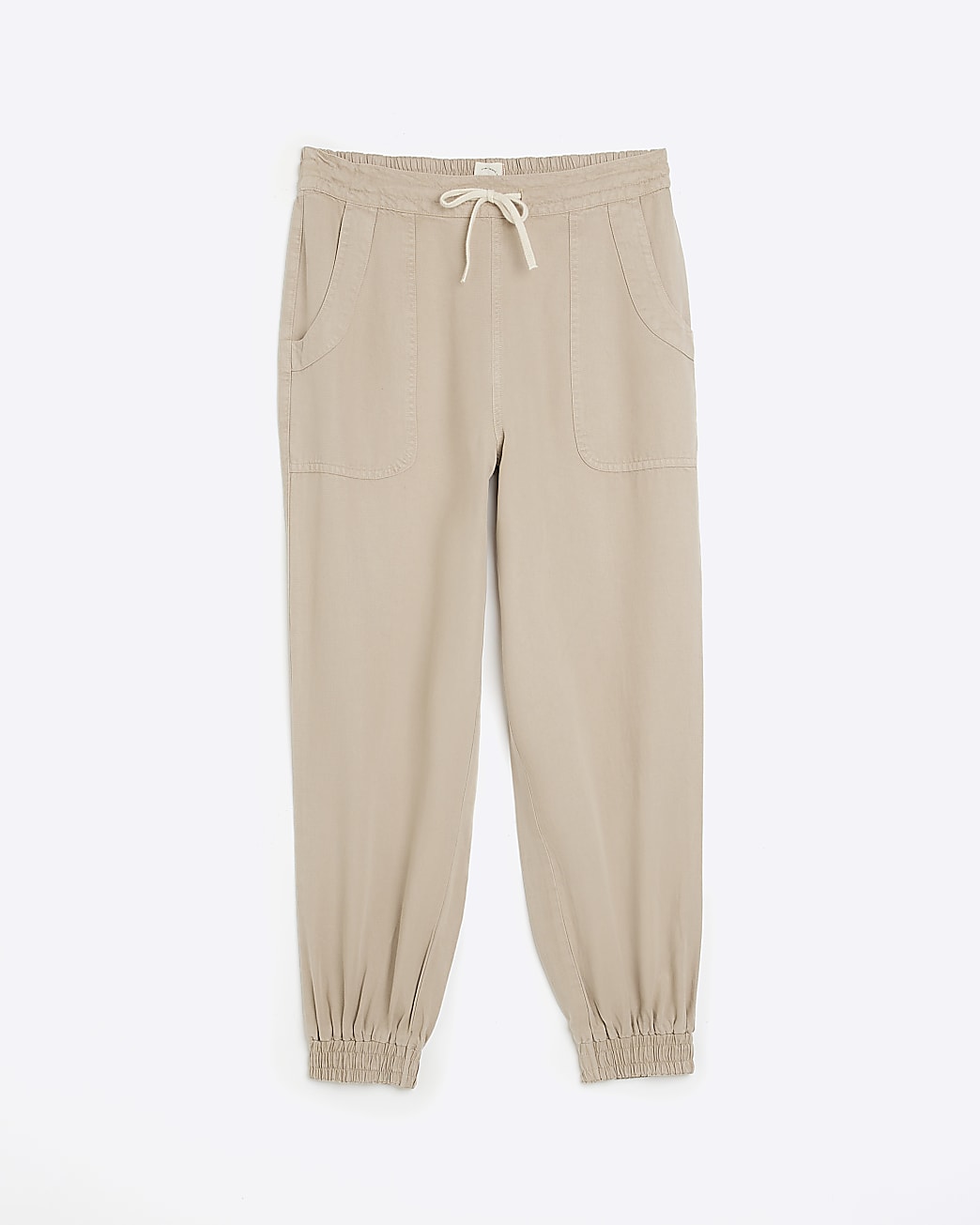 Beige lyocell cuffed joggers