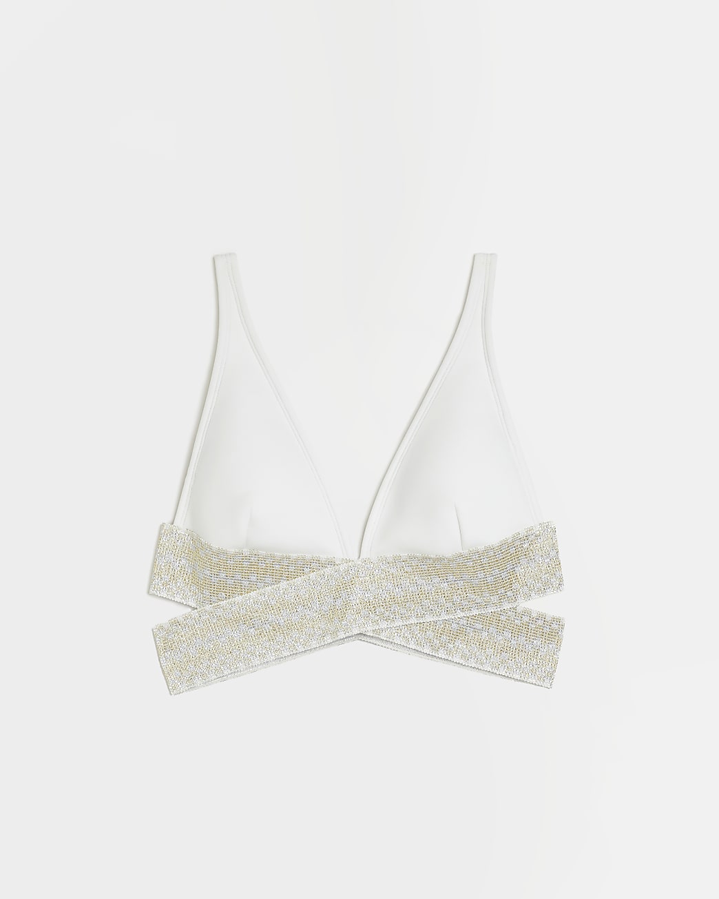 White wrap plunge bikini top
