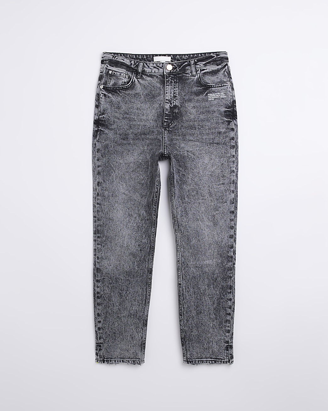 Grey high waisted faded straight leg jeans