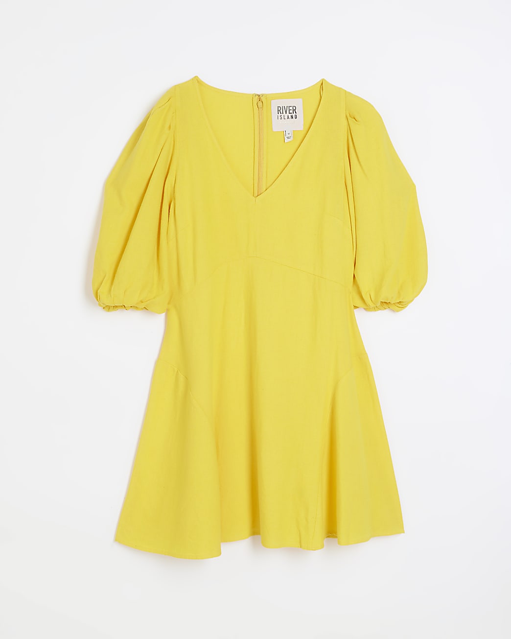 Yellow linen blend smock mini dress