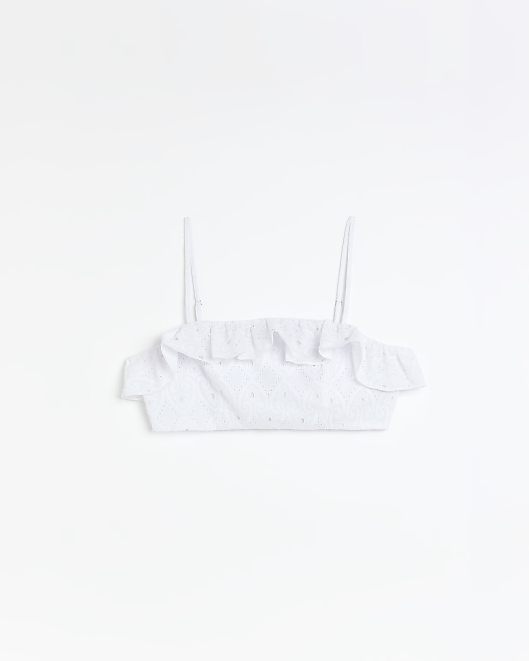 Petite white broderie crop cami top