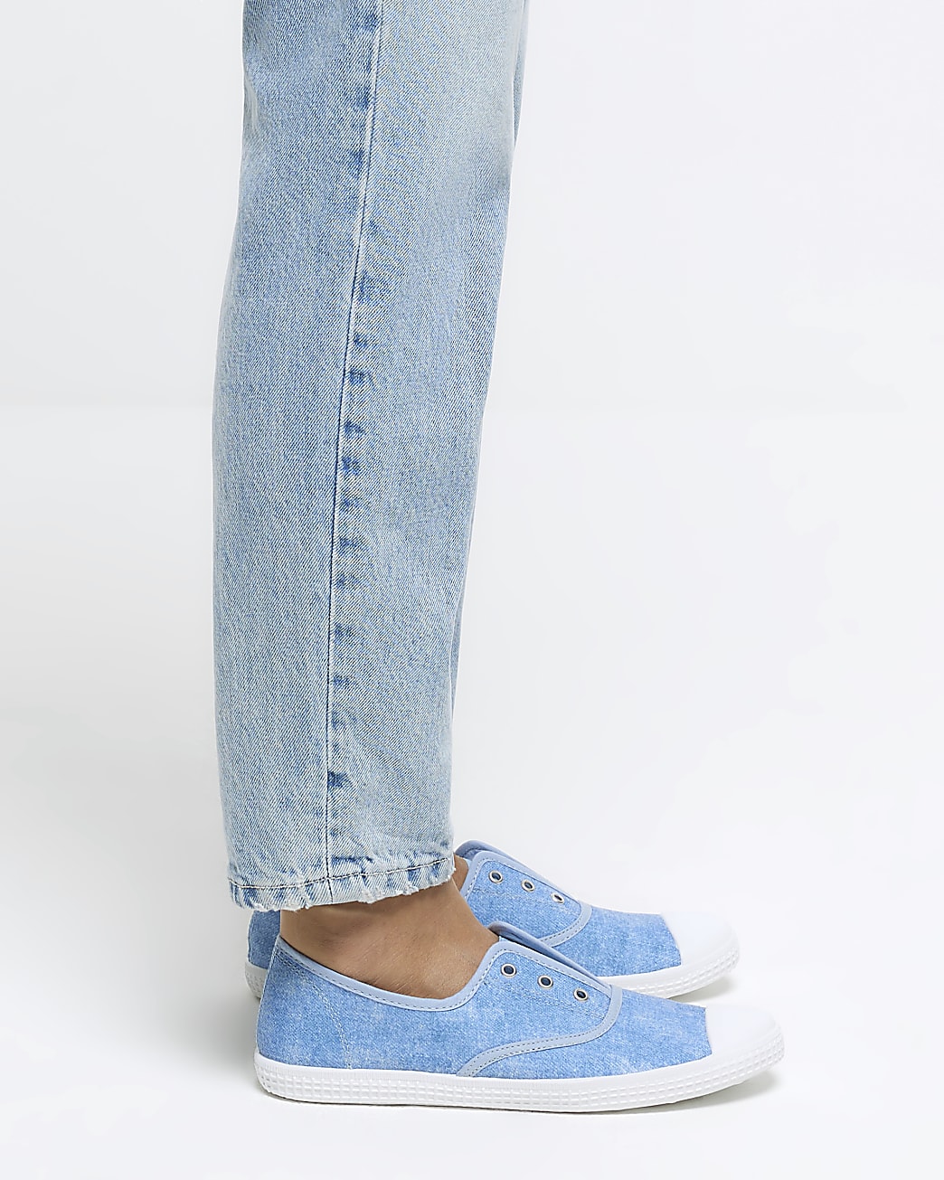 Blue canvas slip on trainers