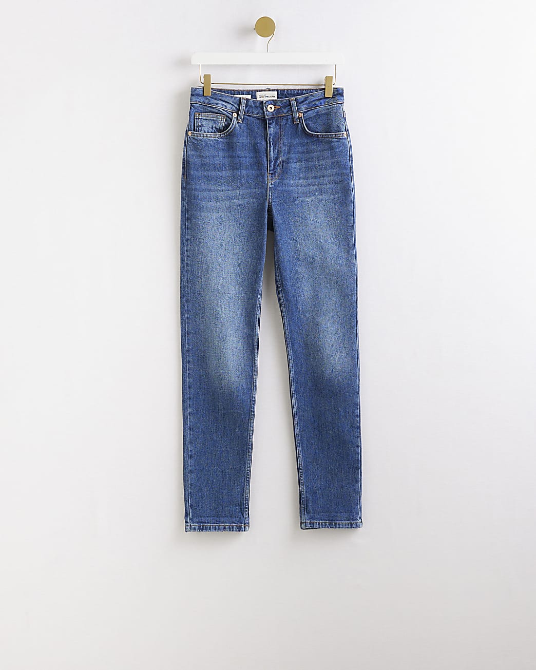 Blue high rise slim fit mom jeans