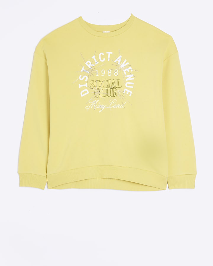 Yellow graphic embellished sweatshirt