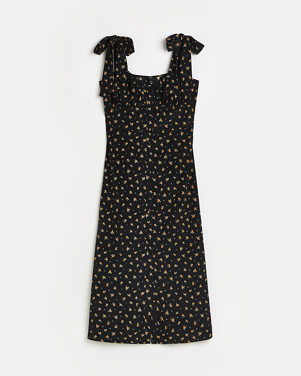 Black floral cami midi dress