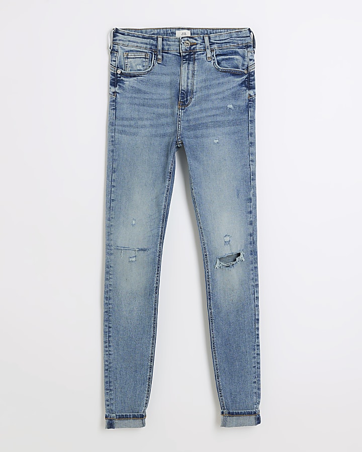 Tall Blue Bum Sculpt Ripped Superskinny Jeans