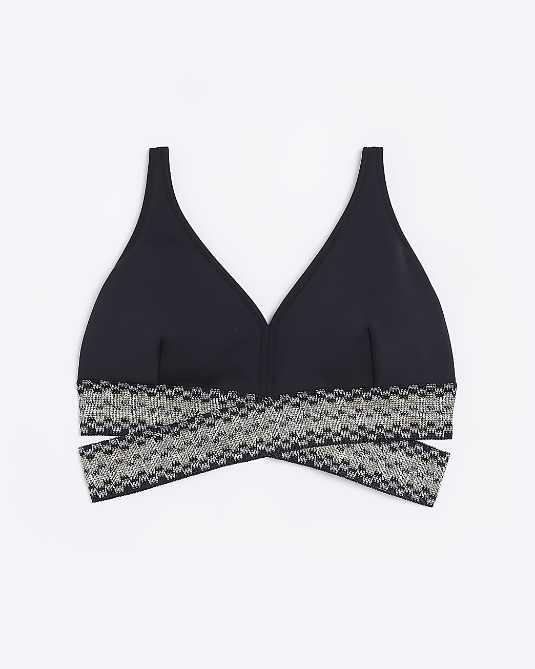 Plus black plunge bikini top