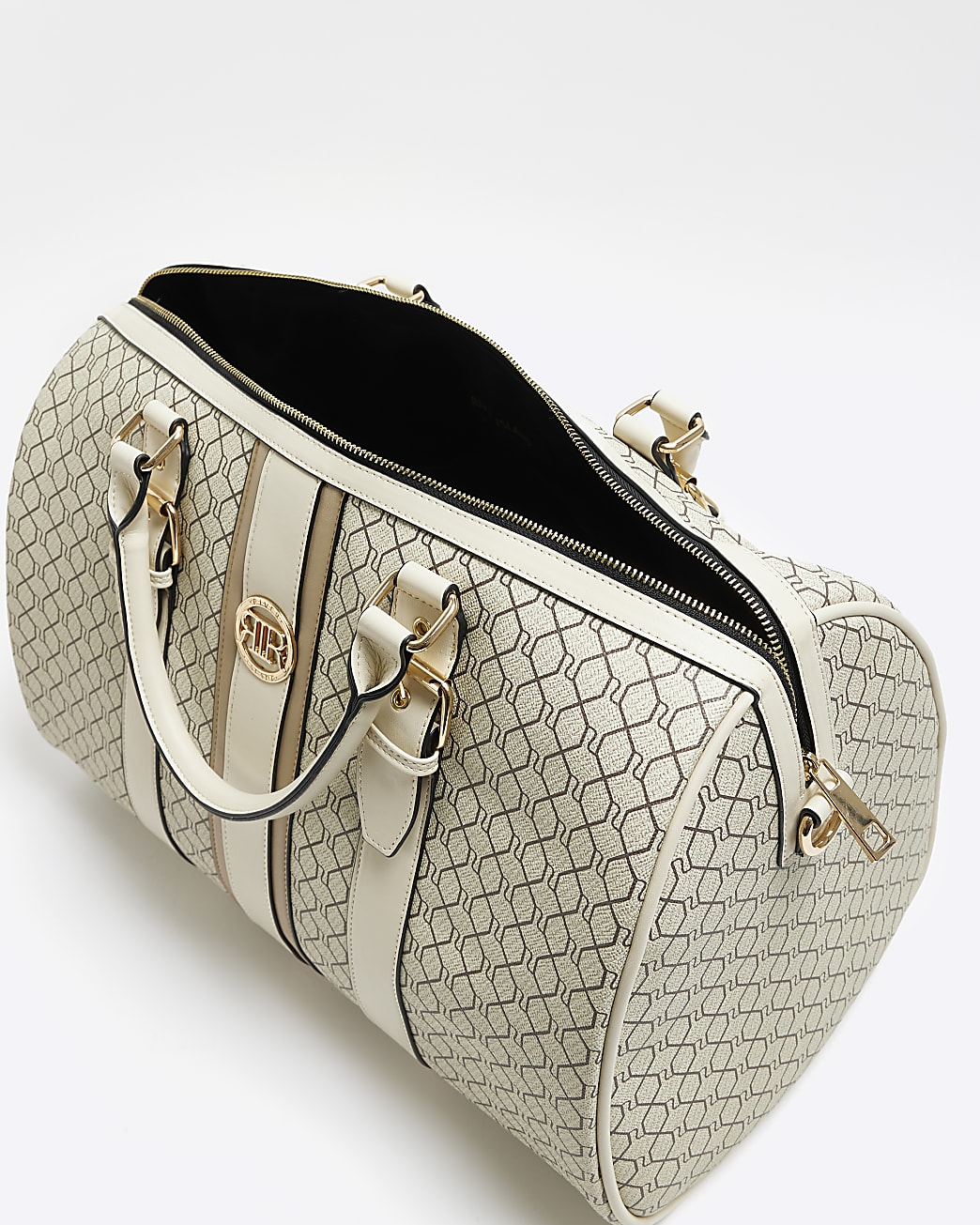 Beige RI monogram travel bag