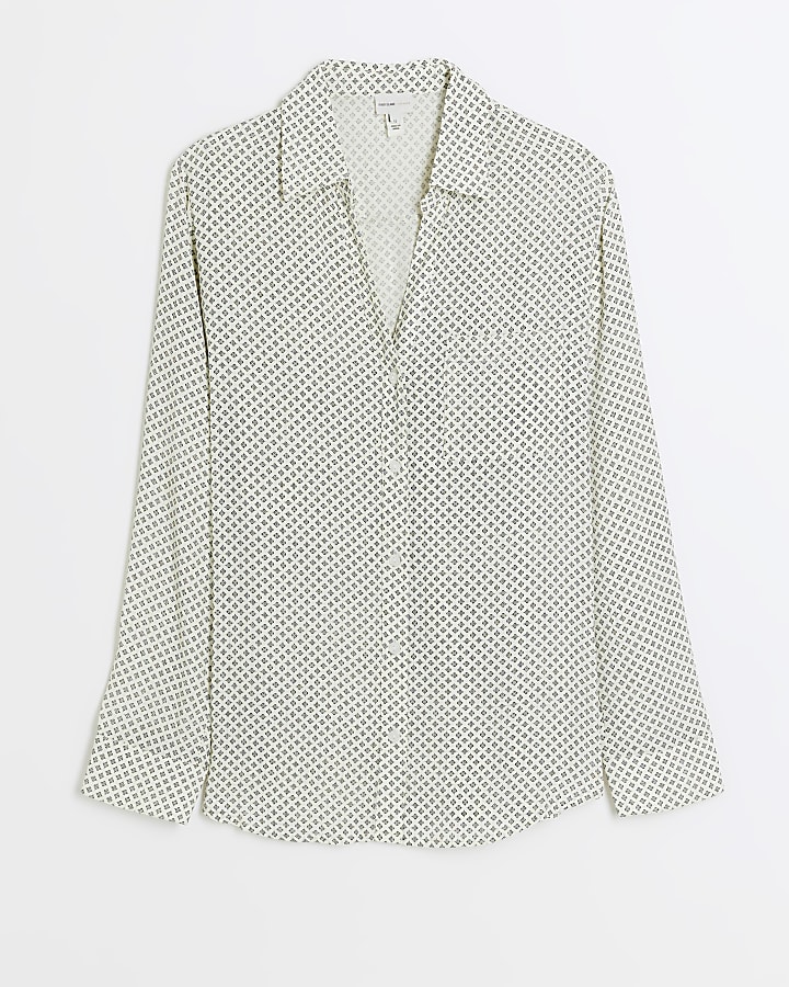Cream geometric print shirt