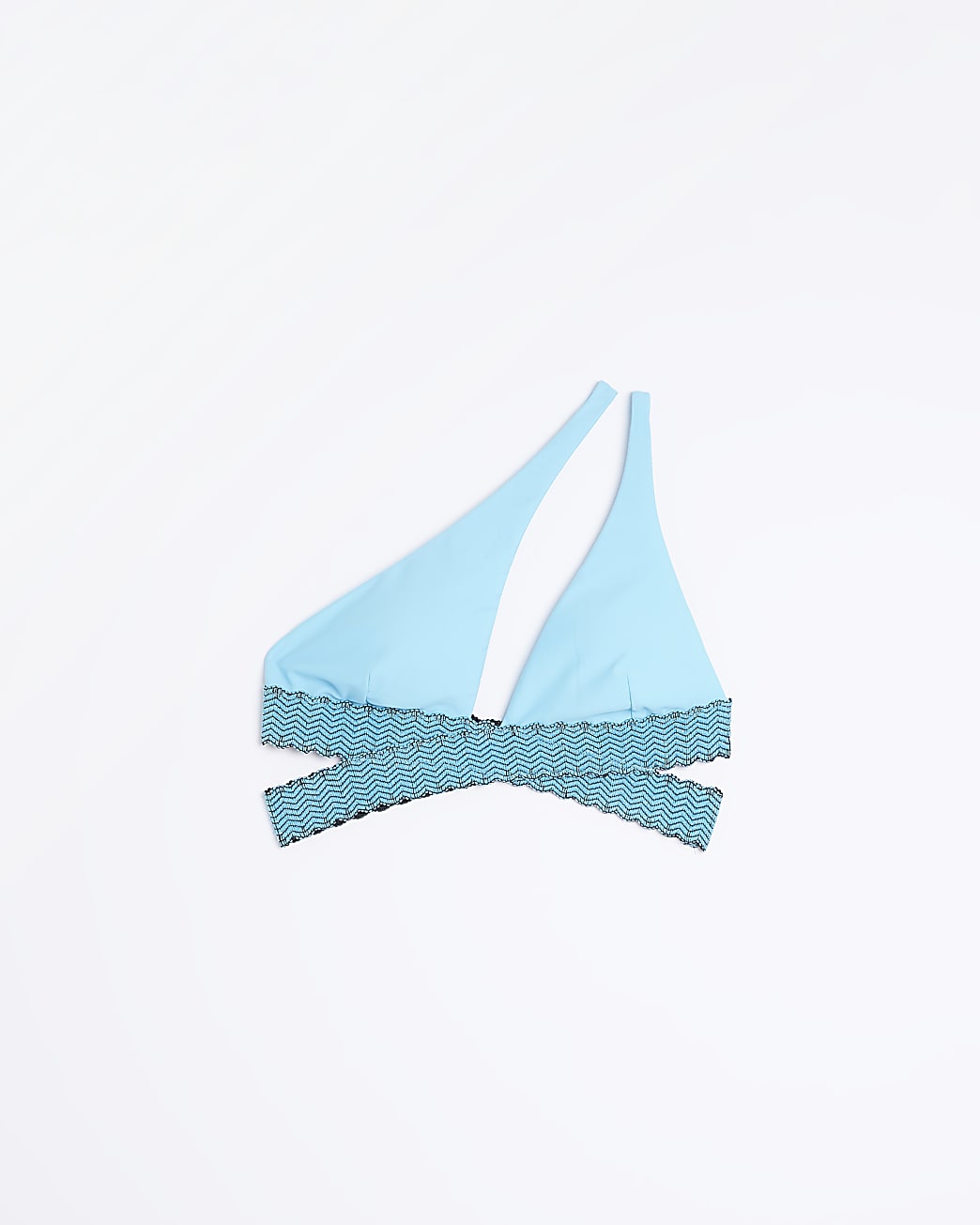 Blue wrap one shoulder bikini top