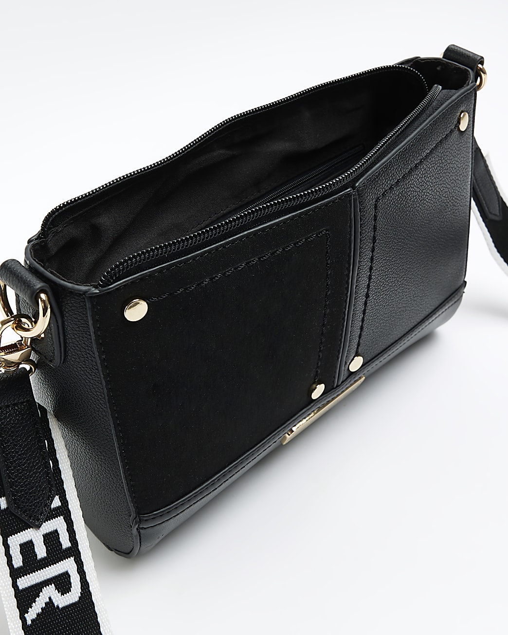 Black panelled cross body bag