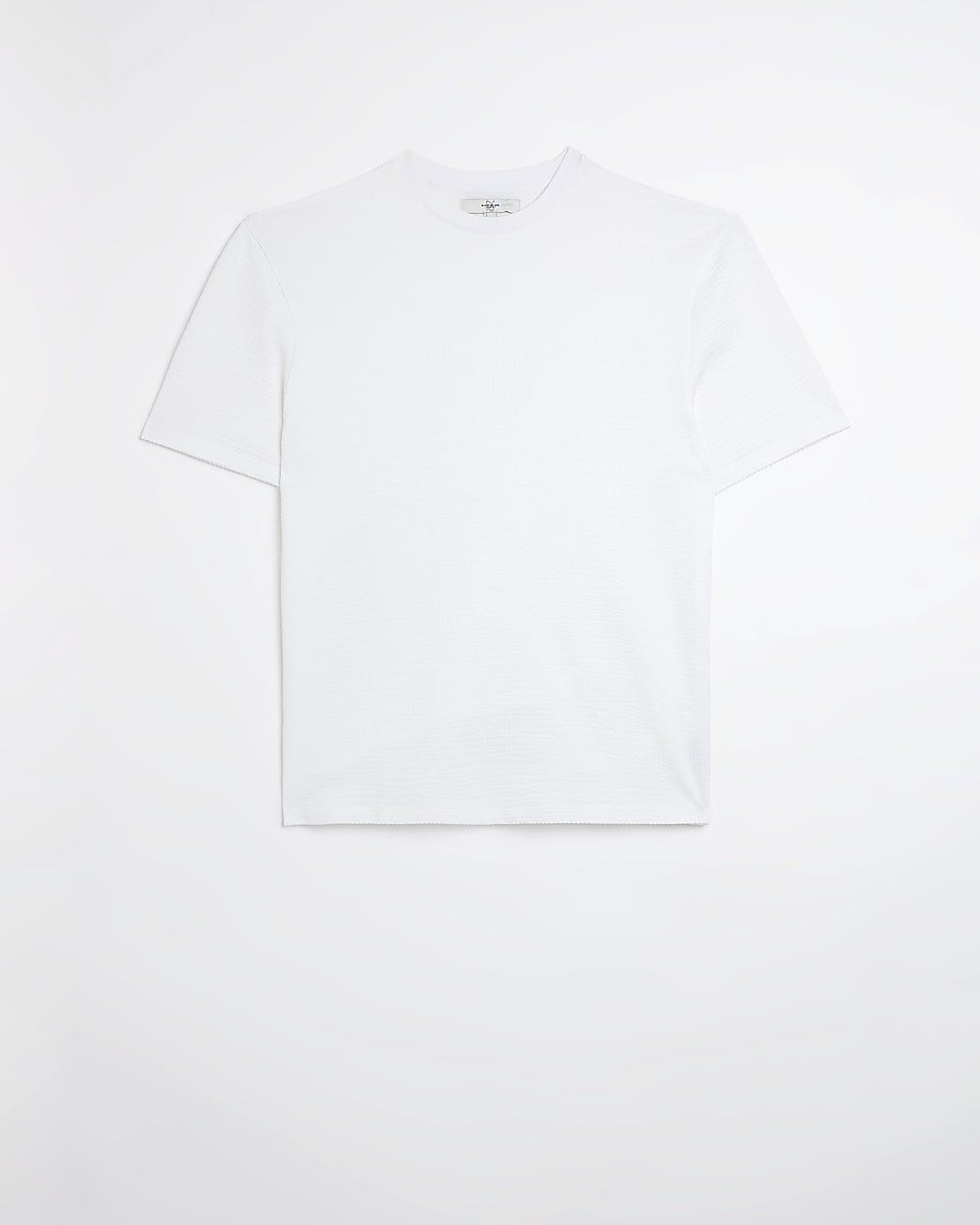 White regular fit seersucker t-shirt