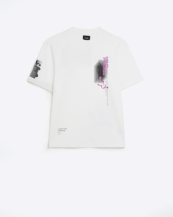 White regular fit graphic placement t-shirt
