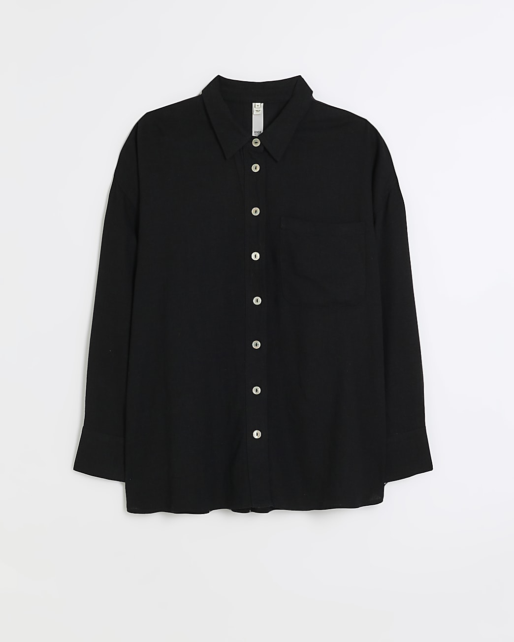 Plus black oversized shirt with linen
