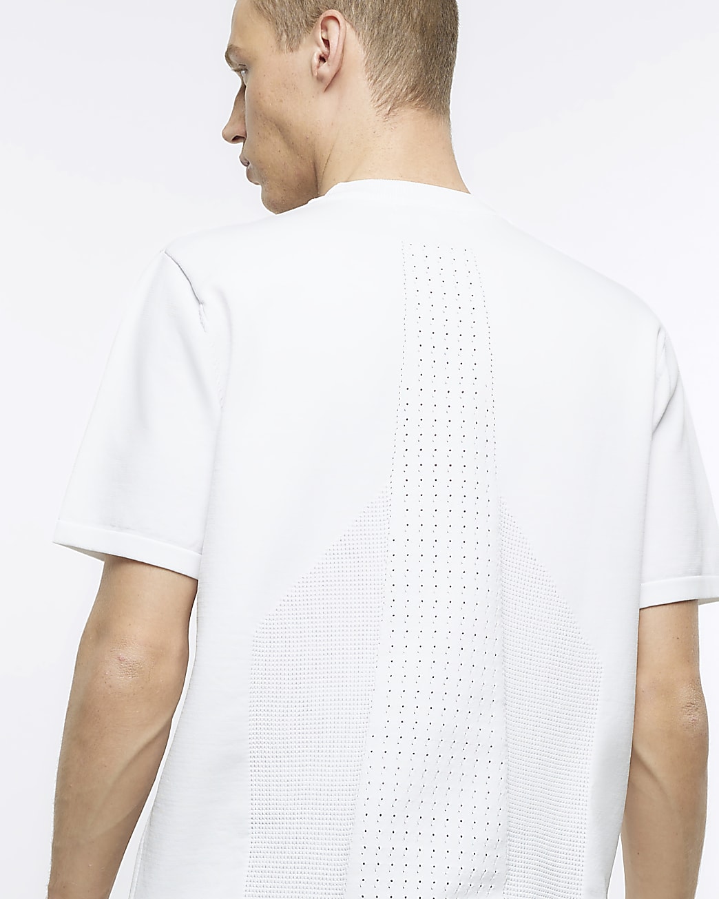 White slim fit textured t-shirt