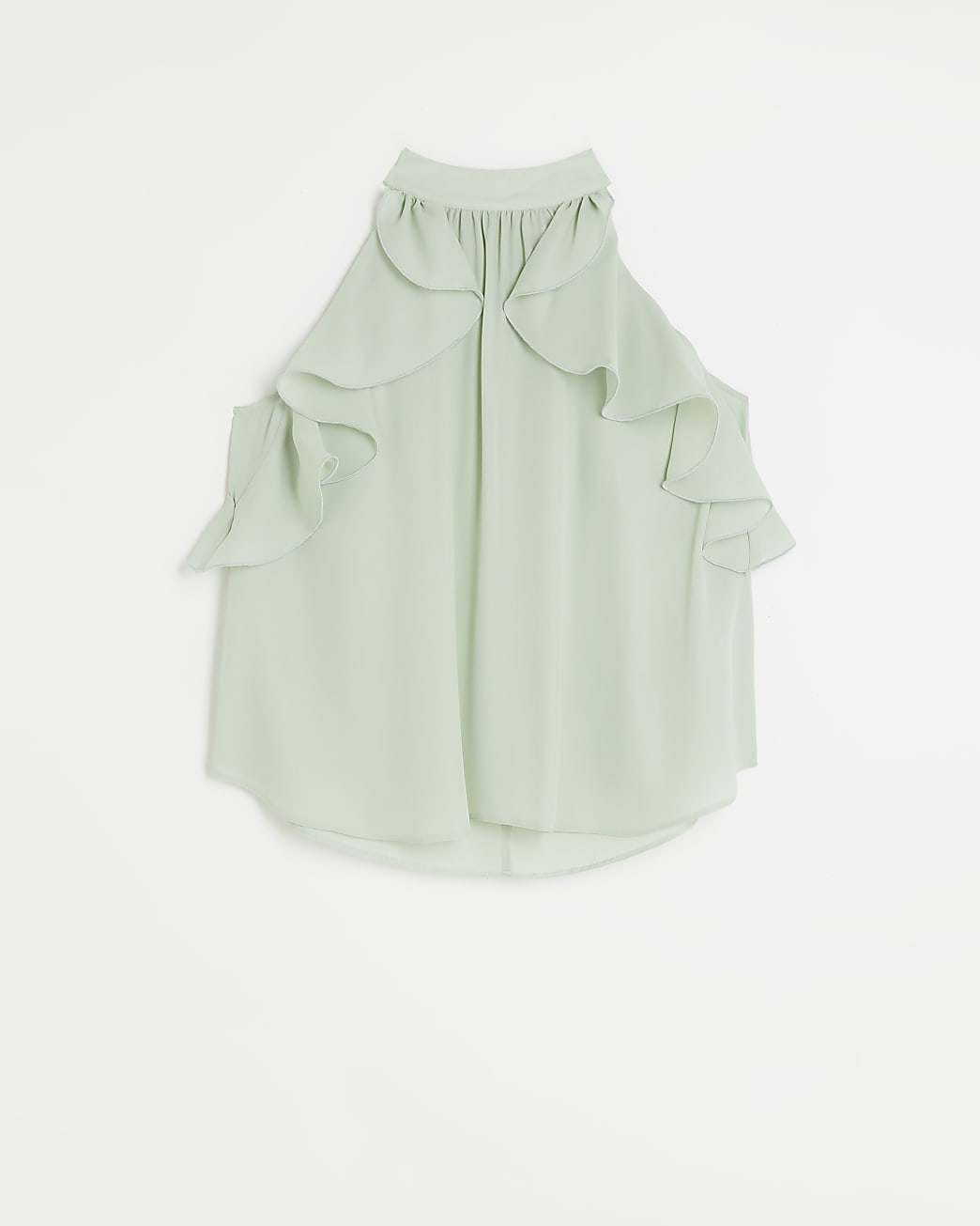 Green chiffon frill blouse