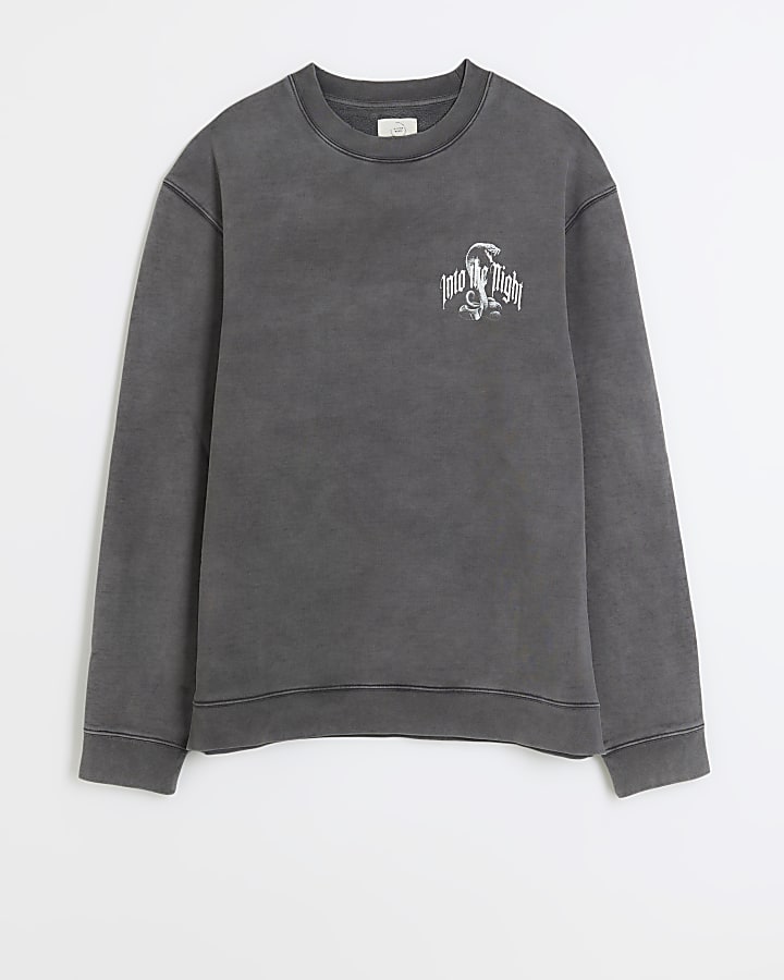Black regular fit snake graphic sweatshirt