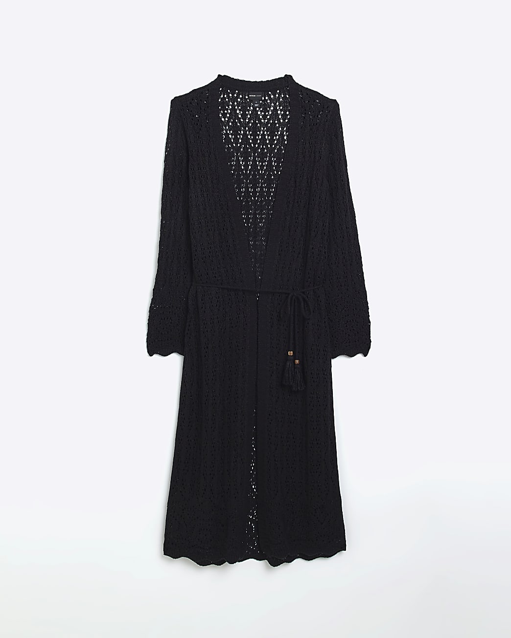 Black crochet longline cardigan