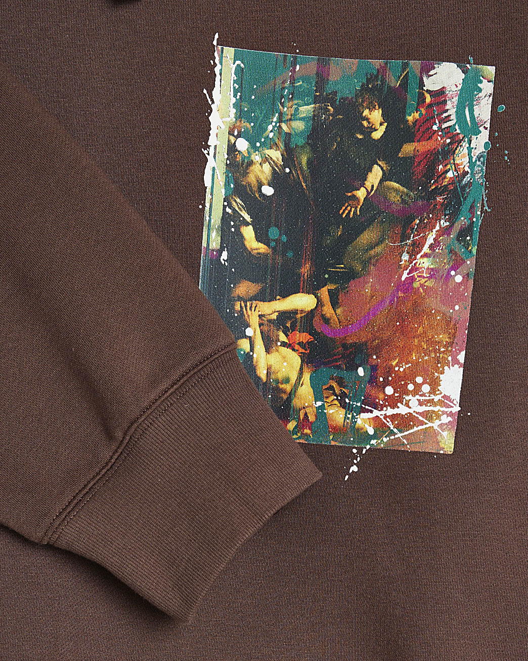 Big & Tall brown regular fit graphic hoodie