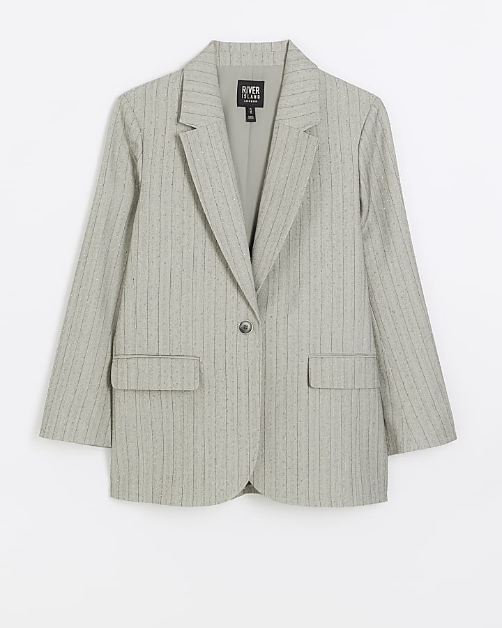 Grey stripe diamante blazer