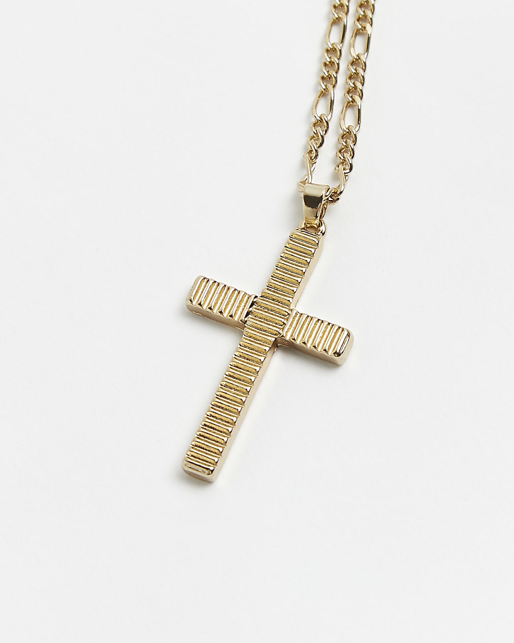 Gold plated cross chain Textured necklace