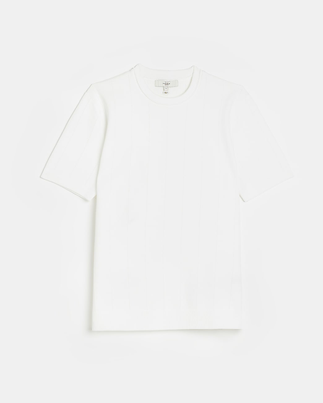 White slim fit Pointelle knitted t-shirt