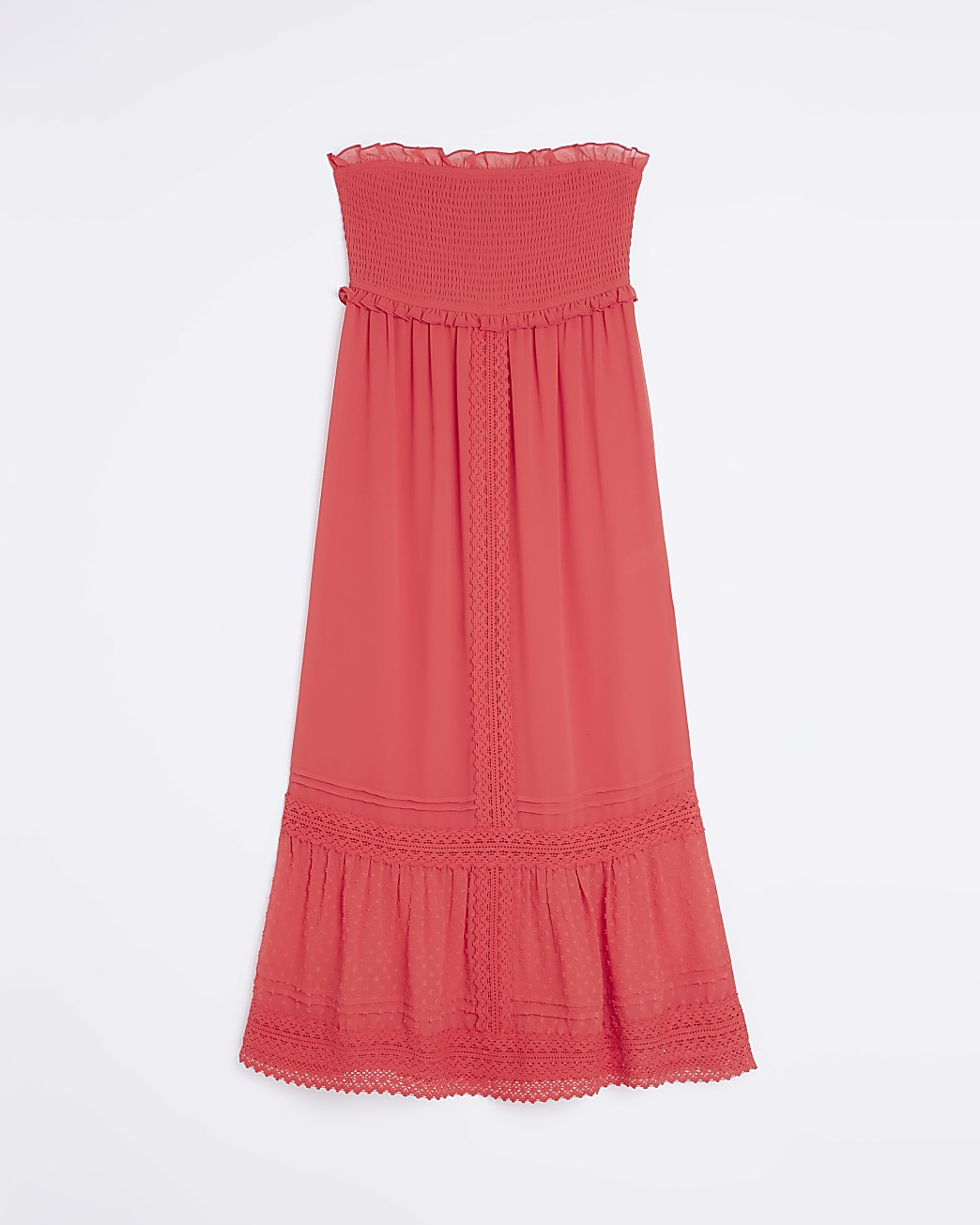 Red Bandeau Beach Midi Dress