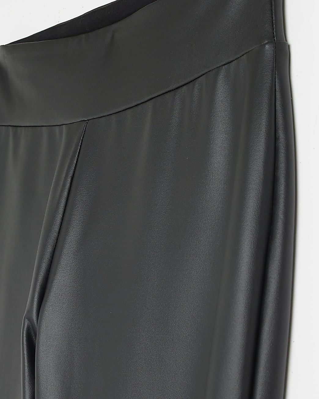 Petite black high waisted coated leggings