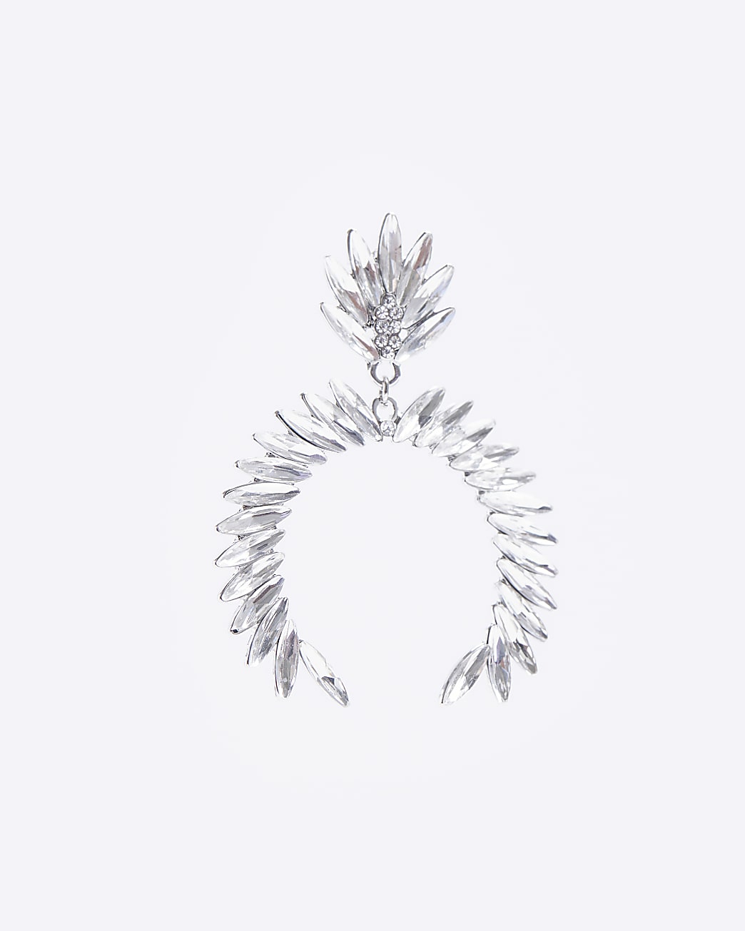Silver embellished crescent drop earrings