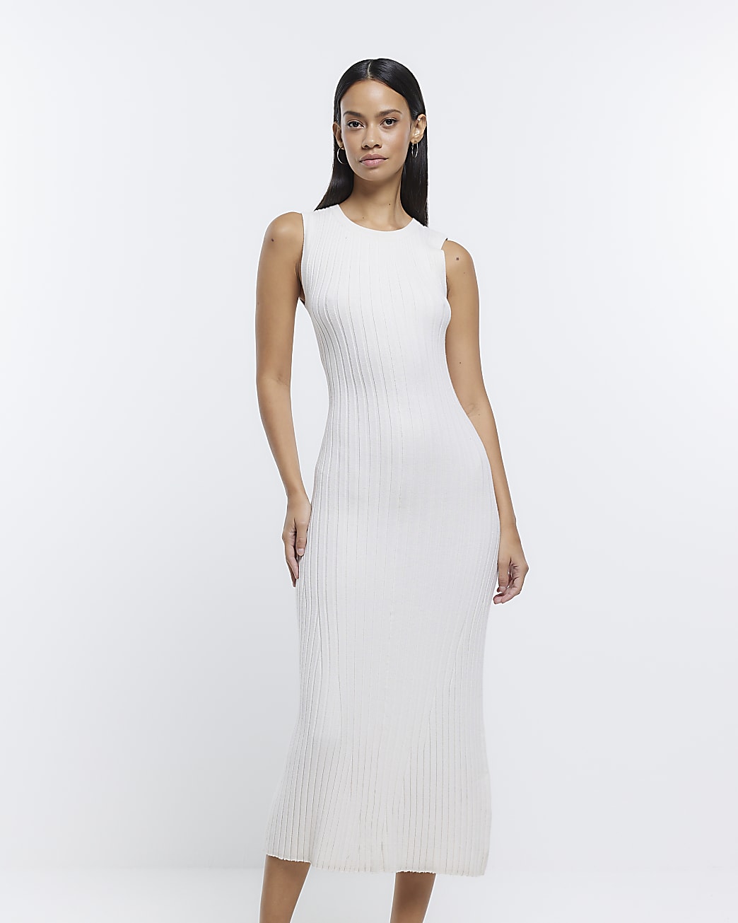 Cream Knitted Midi Dress