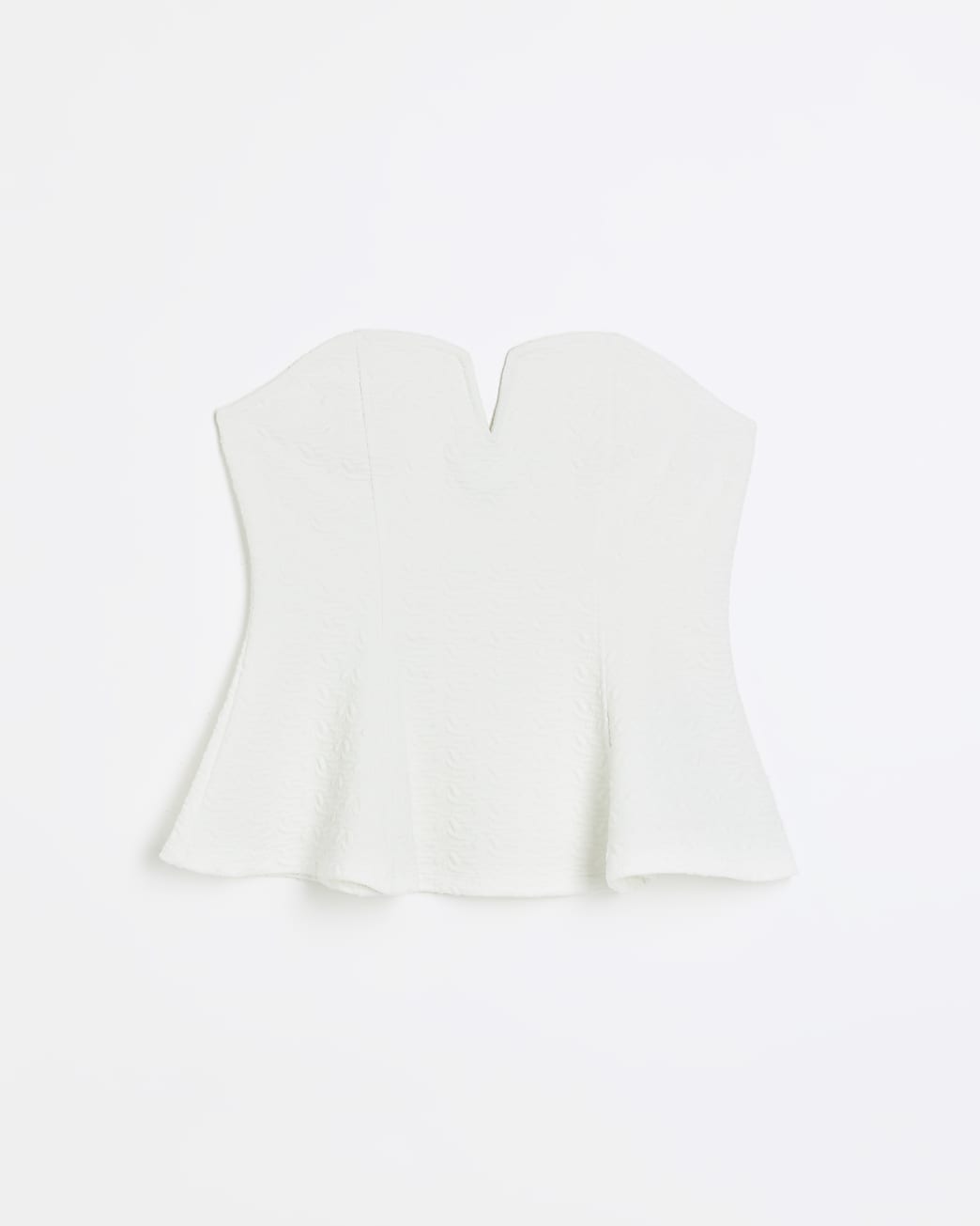 White jacquard bandeau peplum top