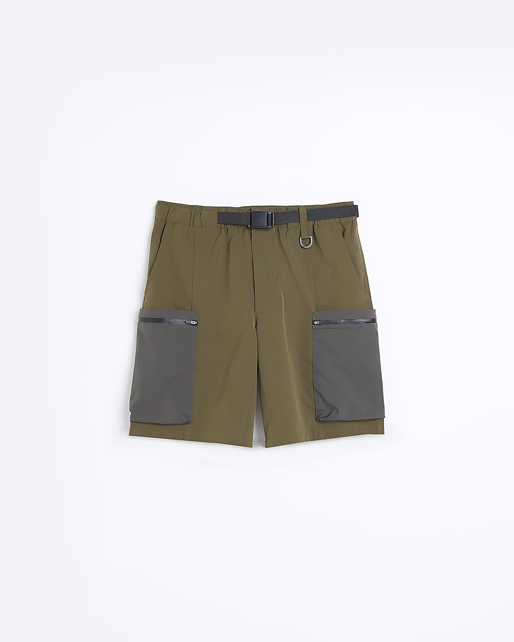 Green loose fit utility cargo shorts