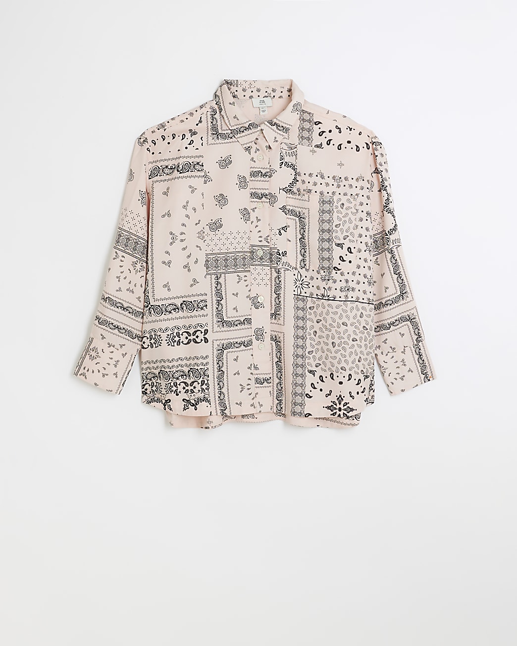 Petite pink paisley long sleeve shirt