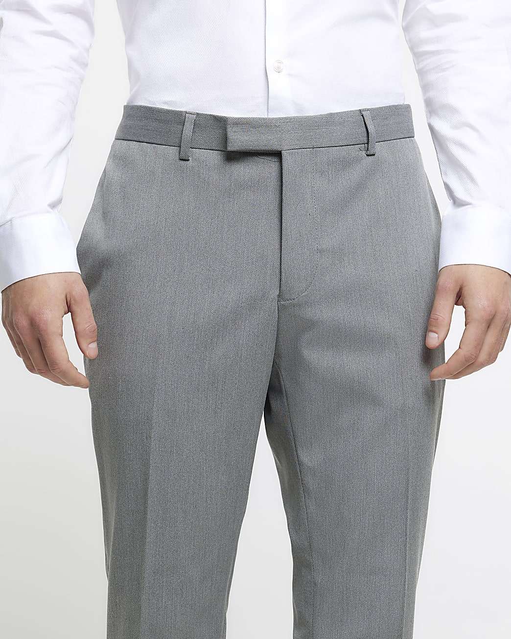 Grey skinny fit twill suit trousers