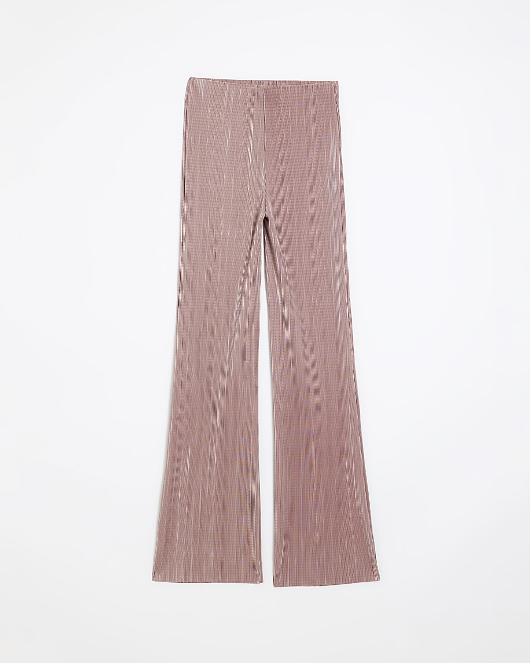 Pink plisse flare trousers