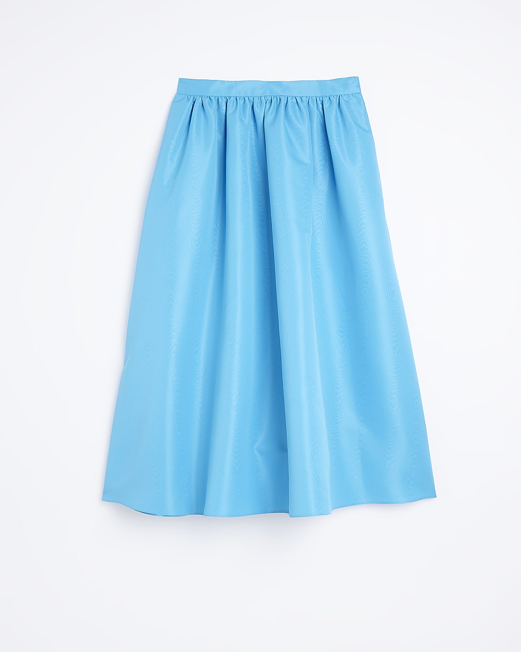 Blue taffeta midi skirt