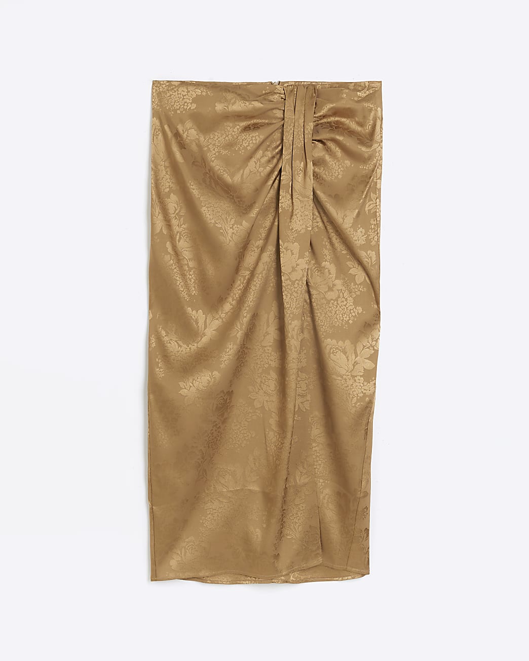 Gold jacquard print midi skirt