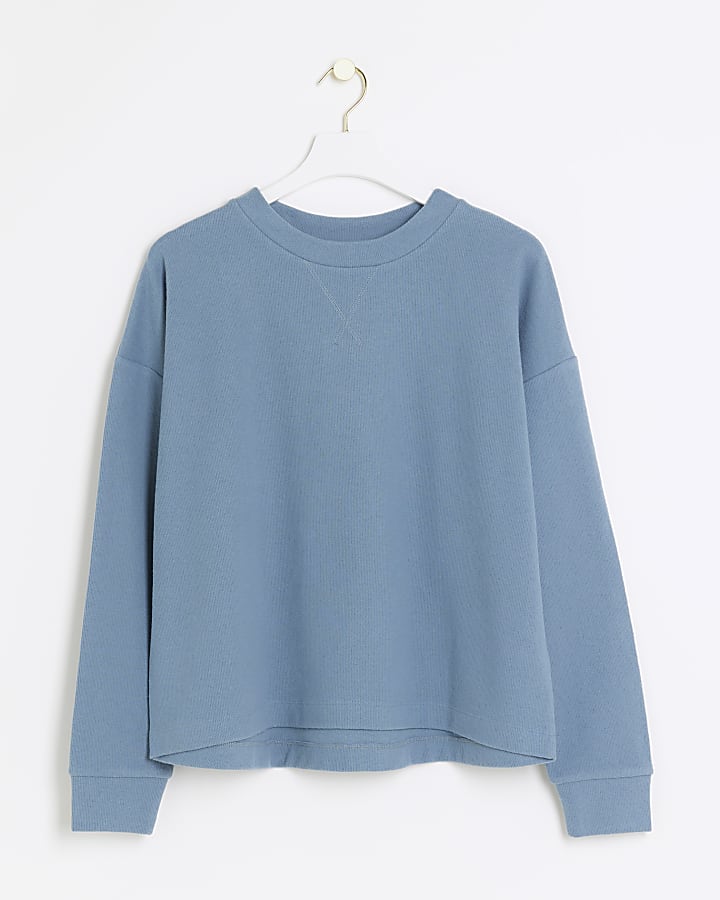 Blue rib cosy sweatshirt