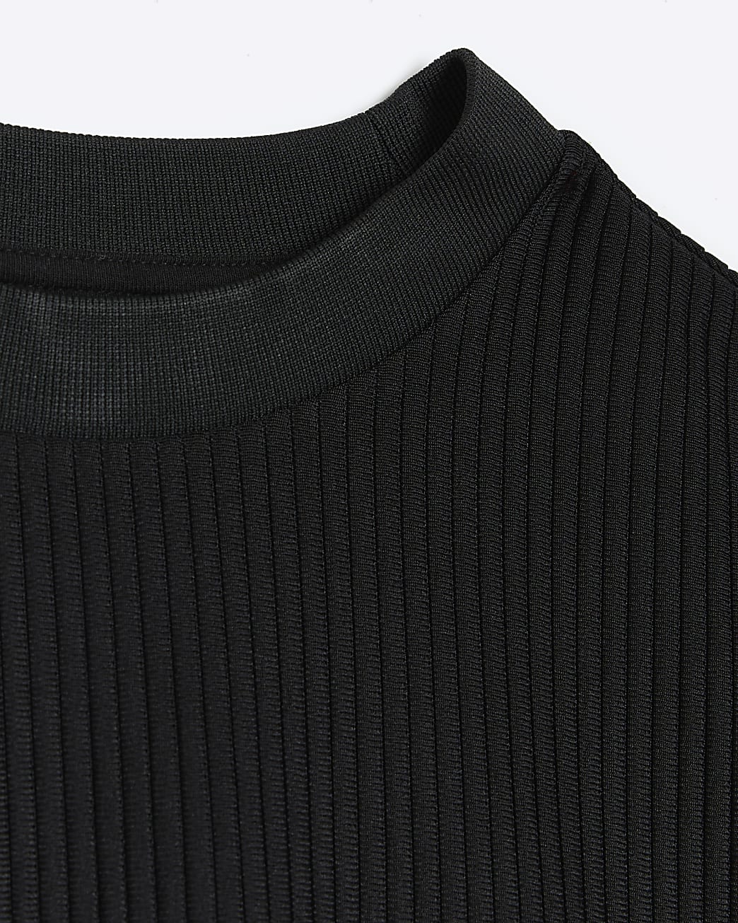Black regular fit plisse t-shirt