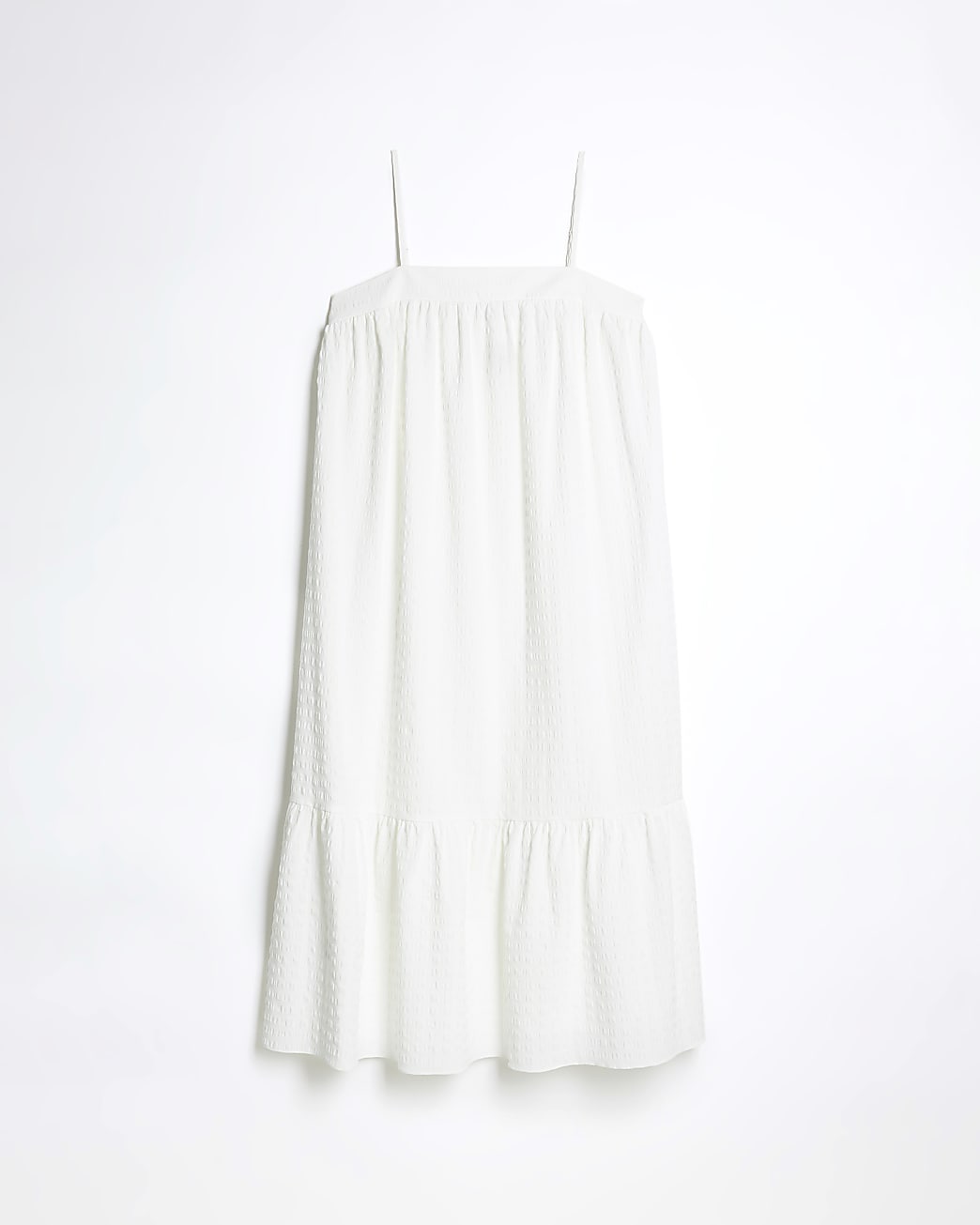 White textured sleeveless smock maxi dress