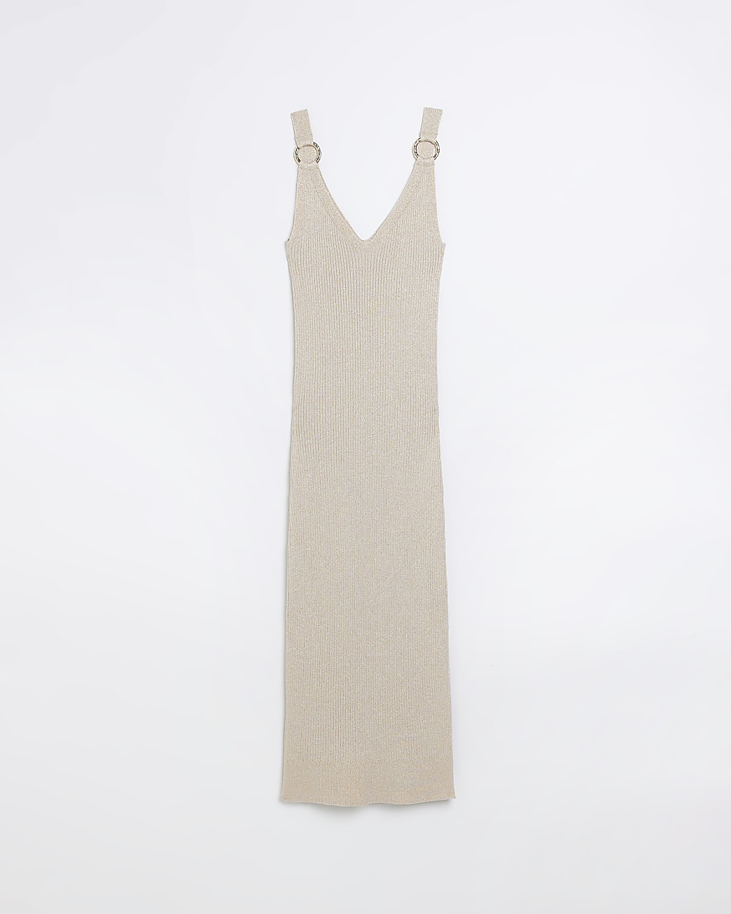 Gold knitted bodycon midi dress