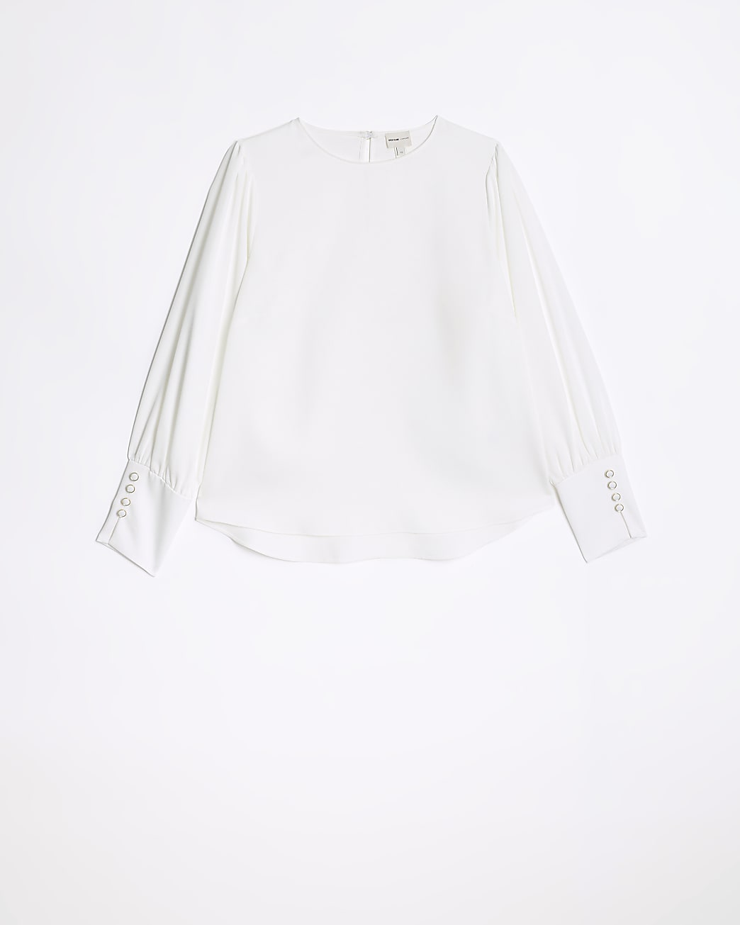 White satin deep cuff blouse