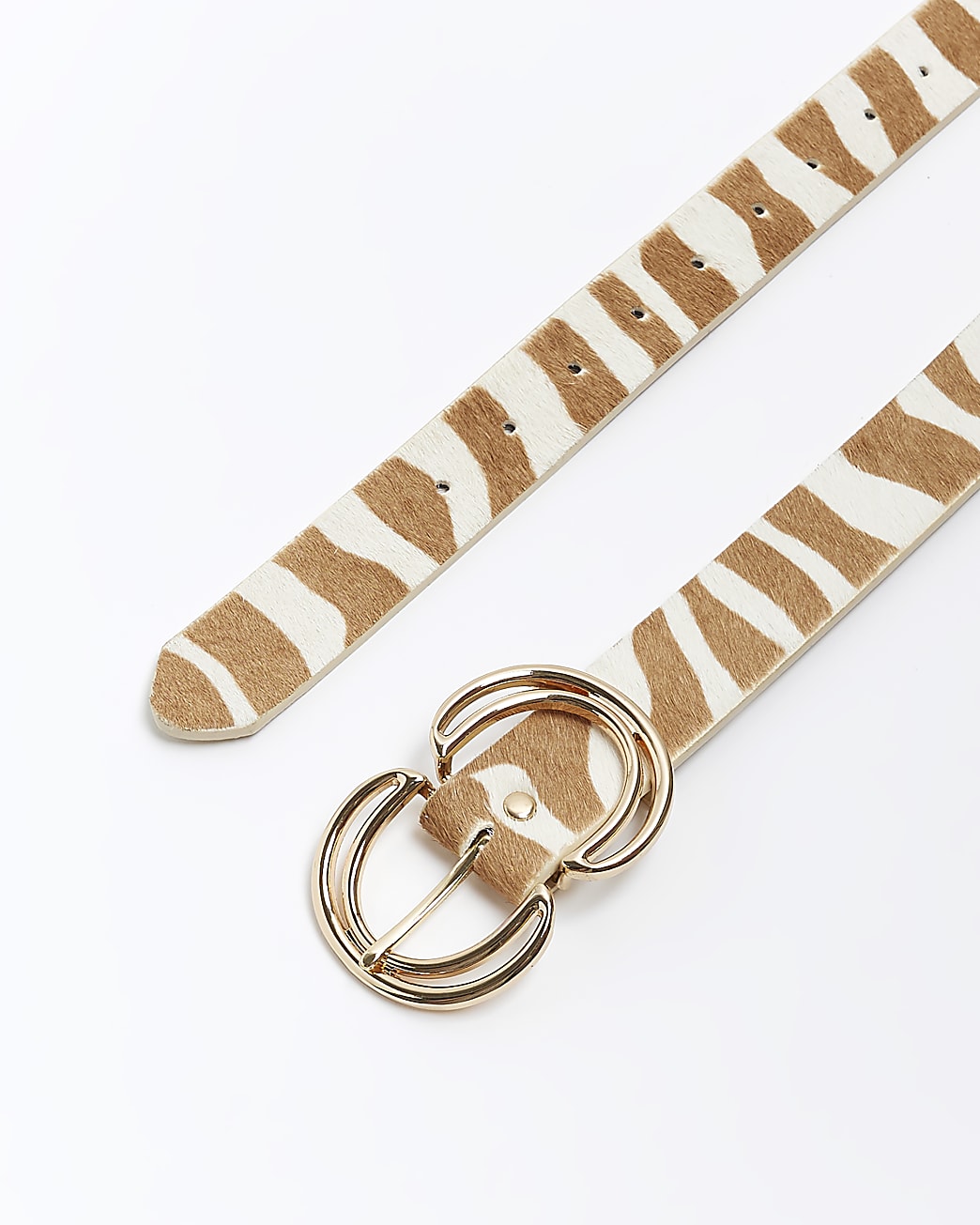 Beige leather belt