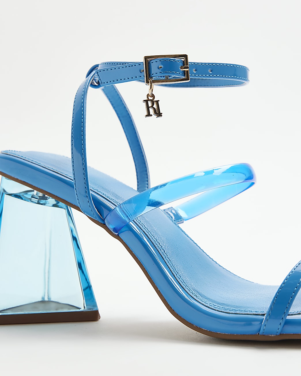 Blue perspex heeled sandals