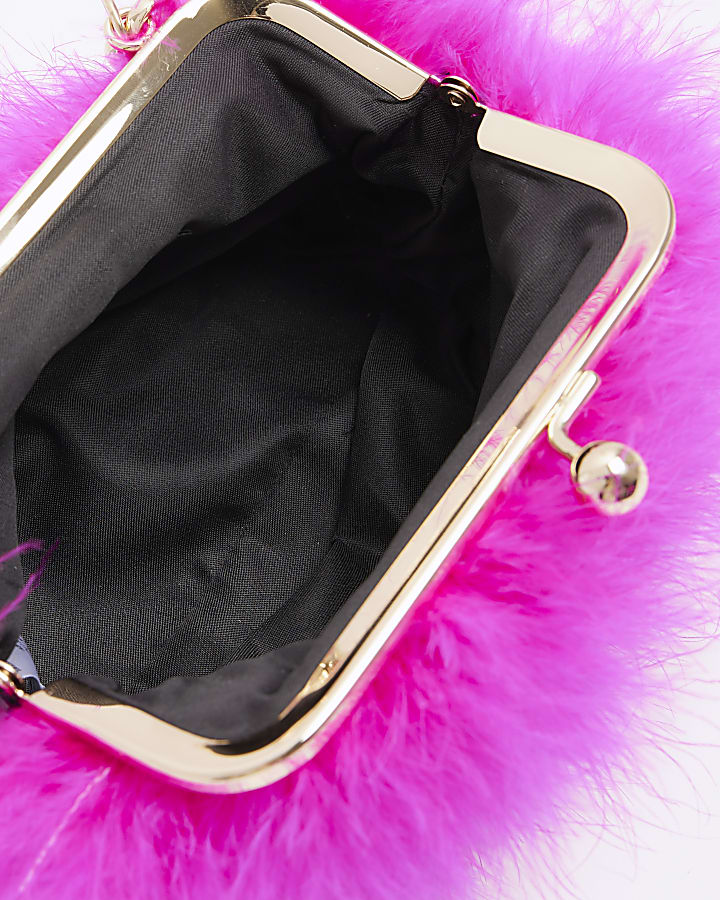 Pink feather diamante cross body bag